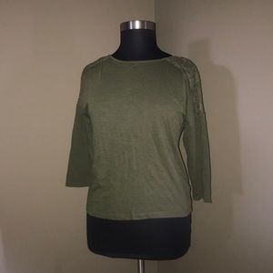 Army Green Lace 3/4 length Blouse
